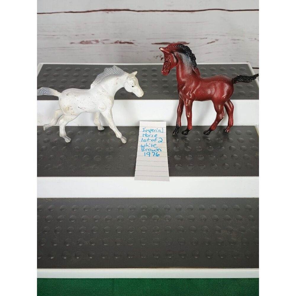 Vintage 1976 Imperial Horse Lot Of 2 Brown And White
